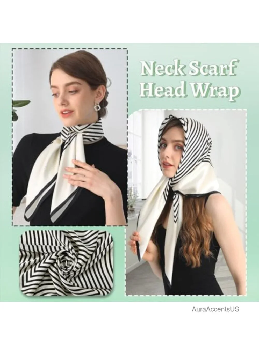 100% Mulberry Silk Square Scarf 35x35 Hair Bandana for Sleeping